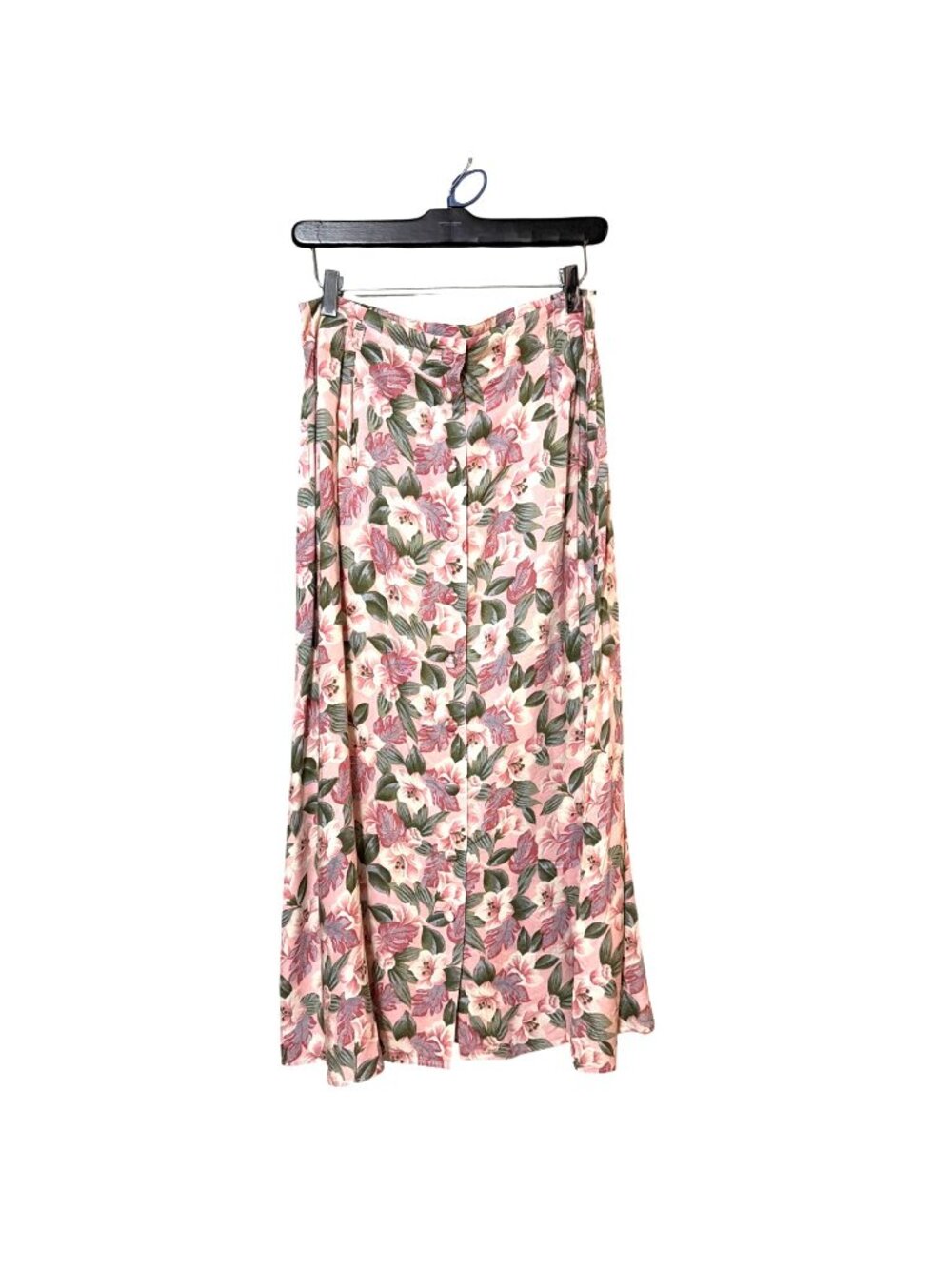 Sag Harbor Floral Midi Skirt Pink & Green  Size M Cottage‎ Coquette Tropical